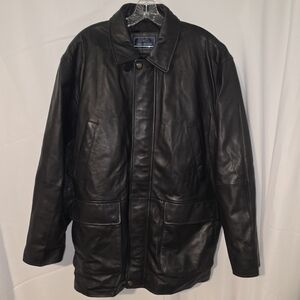 Daniel Hechter Black Leather Shirt Jacket
